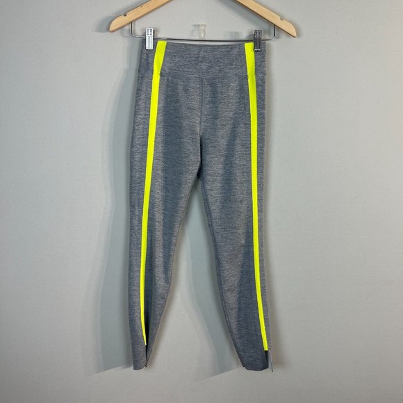 Zyia Leggings 2 Gray Neon Tape Luxe Hi Rise 7/8 25 in Activewear Athletic Womens - Picture 1 of 9
